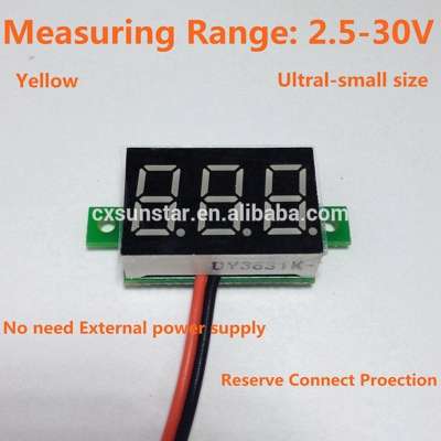 Yellow Led Display DC 2.5-30V Car Digital Volt Voltage Panel Meter Gauge Auto Voltmeter Battery Monitor