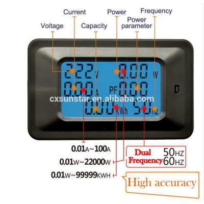 Digital AC Voltage Meters 10A/100A Power Energy analog Voltmeter Ammeter watt current Amps Volt meter LCD Panel Monitor