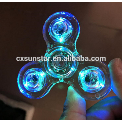 Crystal Transparent LED Lamp Light Fidget Spinner ABS Plastic EDC Toys Hand Spinner Anti Stress Toy